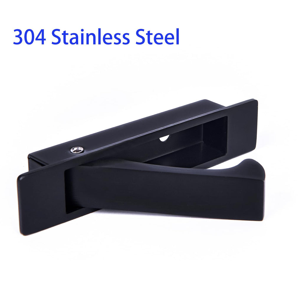 Pocket Door Handles Edge Pull,Flush Finger Hardware,Matte Black,2