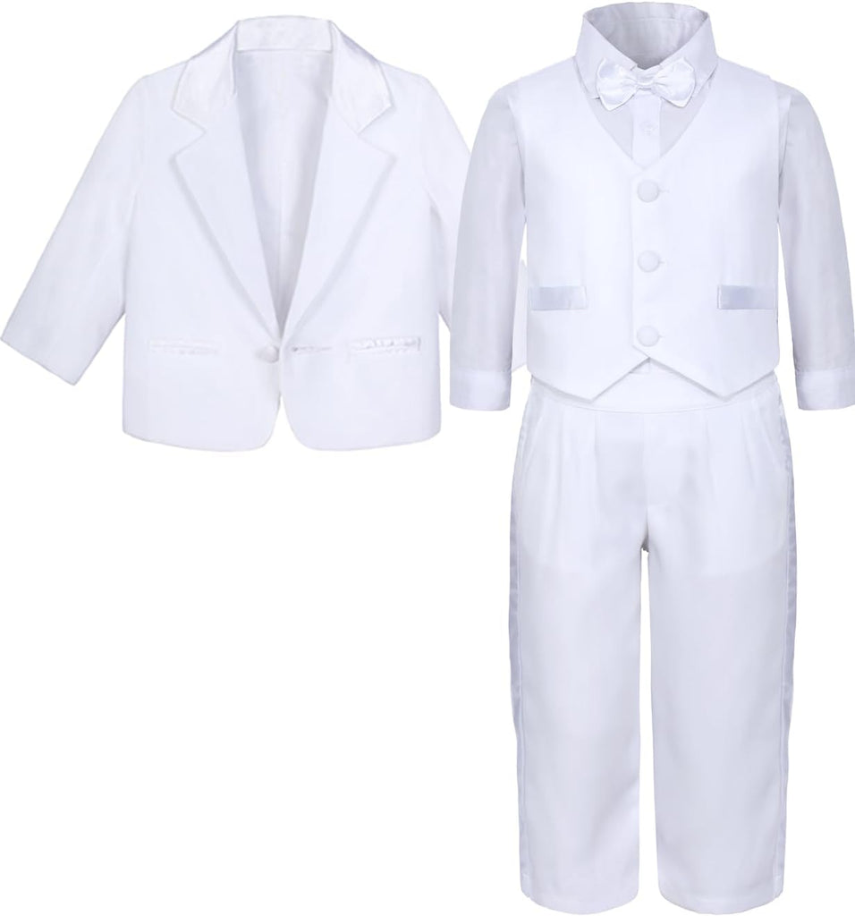 Baby Boys Tuxedo Piece Set Jacket Shirt Vest Pants Bowtie