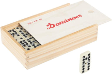 Domino Set with Wood Case - 55 Premium Double Nine Dominoes and Convenient Storage Box - Family Games by Trademark - Set of 55