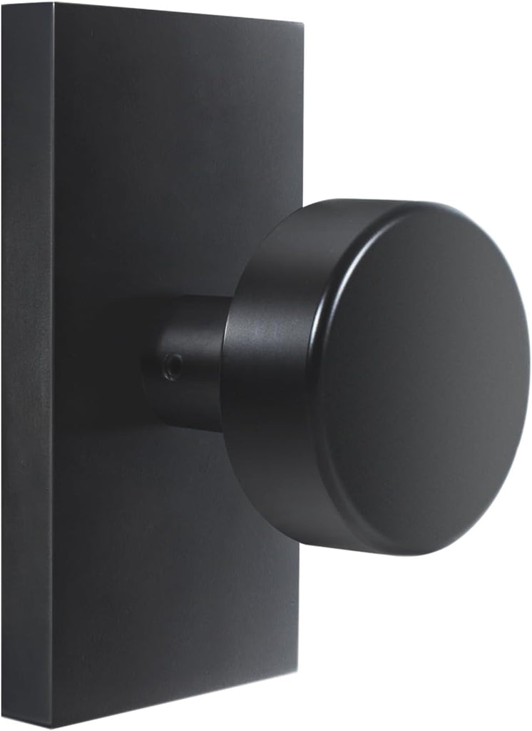 Matte Black Interior Door Knob, Modern Passage Rectangle Door Handles for Hall and Closet