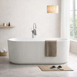 59 Inch Acrylic Freestanding Bathtub, Deep Soaking Tub with Non-Slip Base, cUPC Certified Free Standing Tub, Chrome