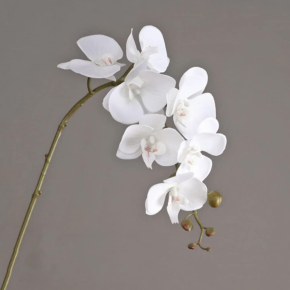 Artificial Orchid Plant, 35 Inch Phalaenopsis Flowers with Leaves, Real Touch Orchid Stems Decoration - Set of 4