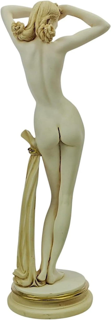 Female Classical Statue Sculpture, Greek Inspired Cast Marble Figurine 17 in, Patina Finish Art Sculpture, Handmade