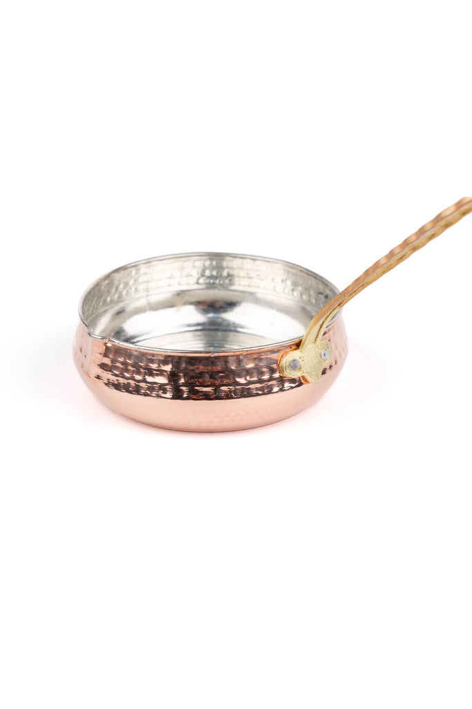 Copper Sauce Pan 5 inch | Hand-Hammered Exterior | Tin Lined Interior | Induction Compatible | Yellow Finish Saucepan