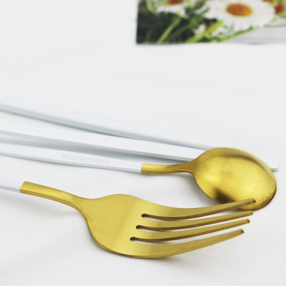 Matte Silverware Set, 24-Piece Stainless Steel Flatware Cutlery Set for 6, Ideal Wedding Festival Party, Dishwasher