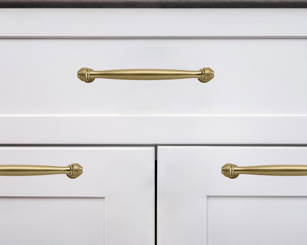 2 Pack 6-1/4 Inch(160mm) Brushed Brass Cabinet Pulls Satin Brass Kitchen Cabinet Handles Kitchen Cabinet Hardware for