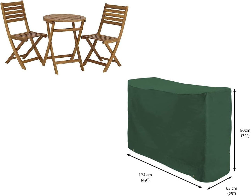 Weatherproof Bistro Set Outdoor Cover for 2 Chairs & Round Table 49" L x 25" W x 31" H, Green