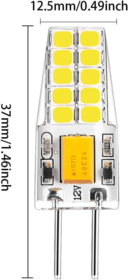 LED Light Bulb 3W Bi-pin Base Light Equivalent 20W Halogen Bulb 6 Pack Silicone Crystal Light AC/DC 12V