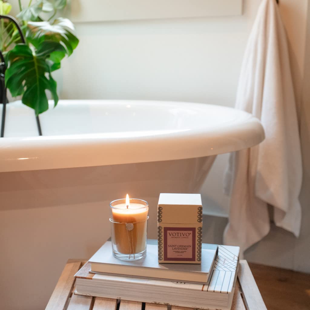 Saint Germain Lavender 6.8 oz Aromatic Candle | Soy Wax Blend | Luxury Glass Jar Scented Candle & Box | Candles