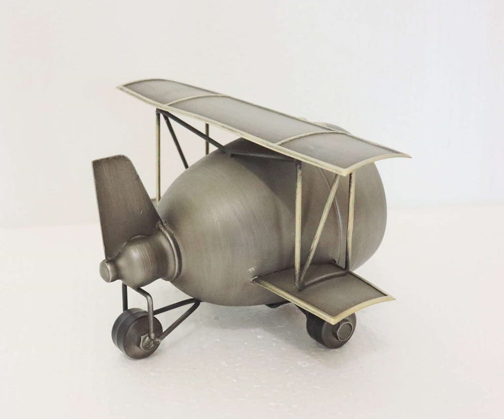Airplane Metal Tabletop Clock Industrial Home Decor Accents for the Mantel, Shelf, Desk, or Any Table Top, Battery