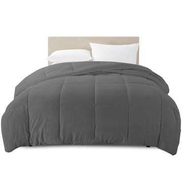 Comforter - All Season Down Alternative Bedding Comforter/Duvet Insert, Ultra Soft, Box Stitched. King Size, Gray