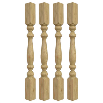Treated Pine Designer Turned Deck Spindles - 3 x 3 Square Turned Porch & Deck Baluster - Ready to Install - 24", 32"