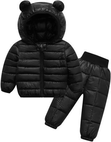 2 Piece Toddler Winter Coats and Matching Pants Lightweight Puffer Padded Jacket Clothing Set Snowsuit Ski Suit