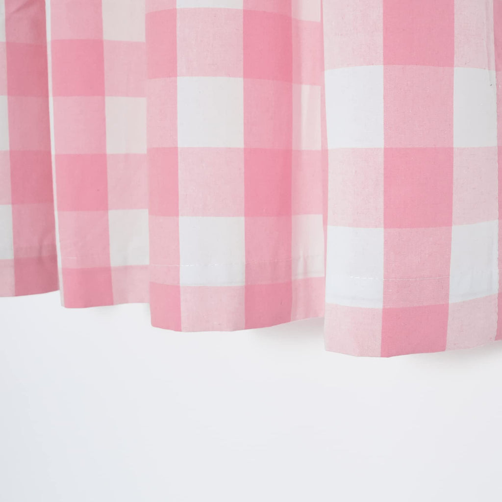 Checker Curtains Pink and White Buffalo Gingham Check 52 X 63 inches Long Living Room Drapes Plaid Kitchen Bedroom