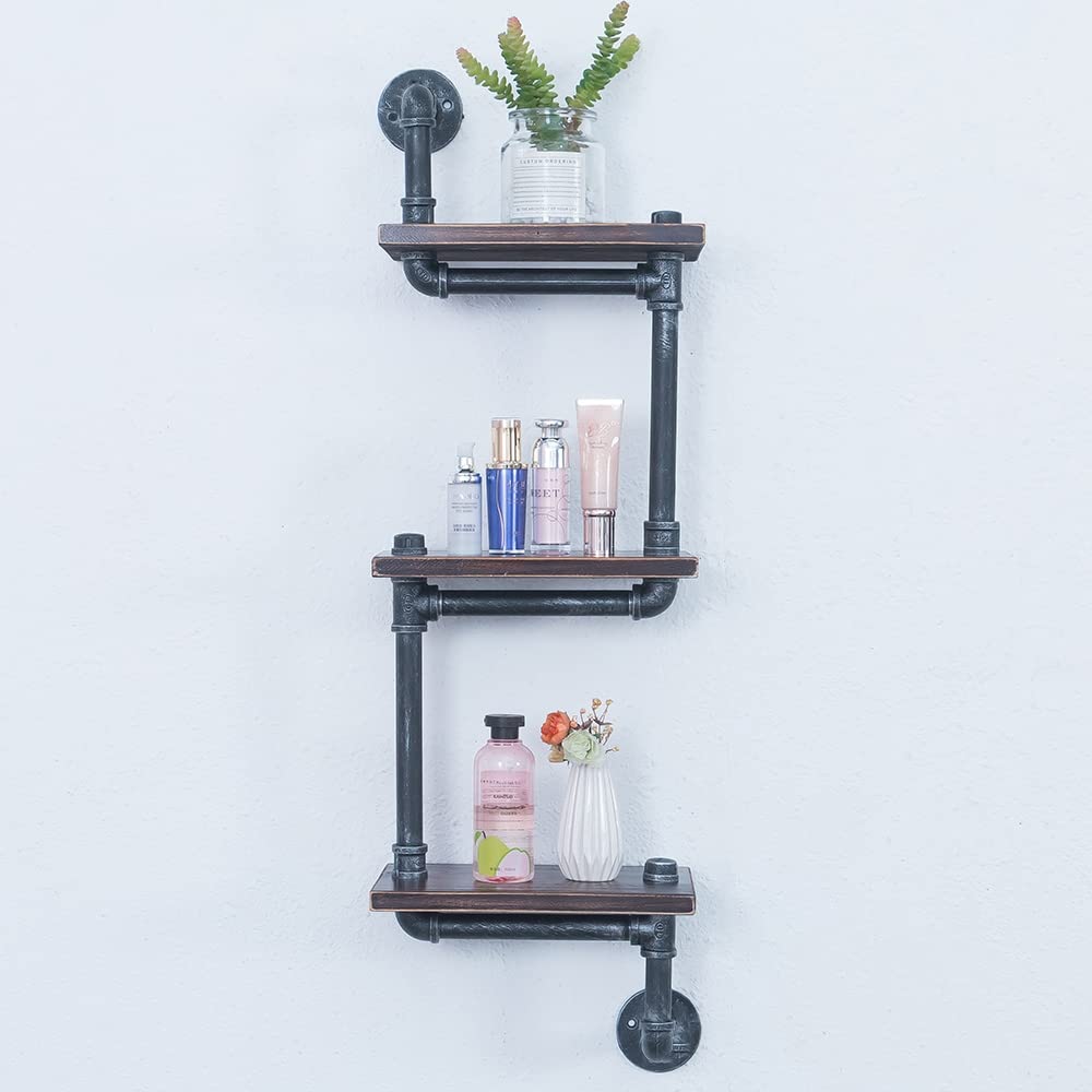 Industrial Pipe Shelving Wall Mounted, Rustic Floating Shelves for Wall