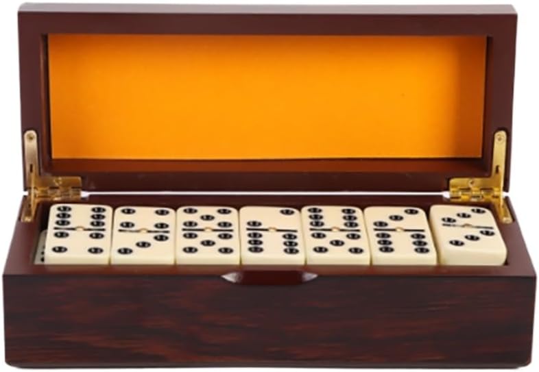 Double Six Dominoes Set with Wooden Storage Box, 28 Piece Travel Game