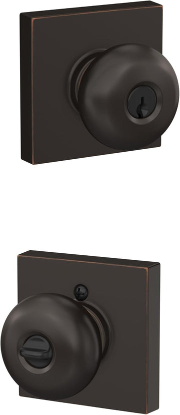 Plymouth Keyed Entry Door Knob, Interior/Exterior, Aged Bronze