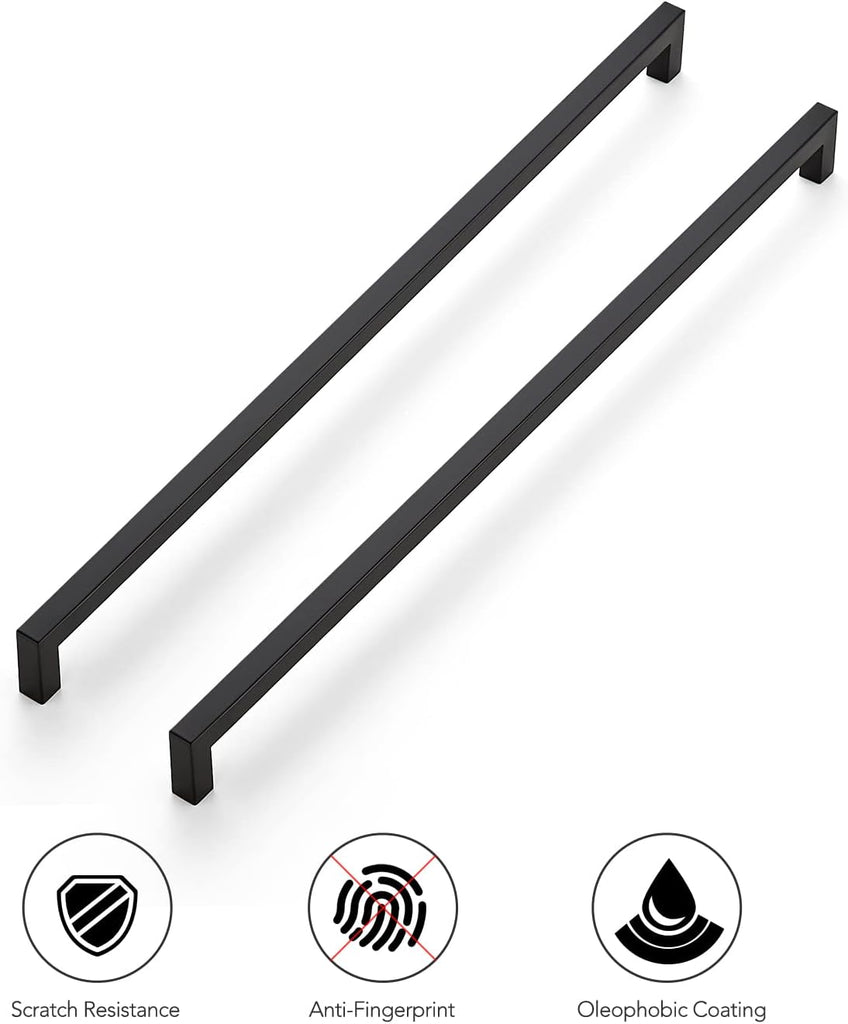 3 Pack Black Matte Cabinet Pulls and Handles - 18 Inch Square, Drawer Pulls, Kitchen Cabinet Hardware
