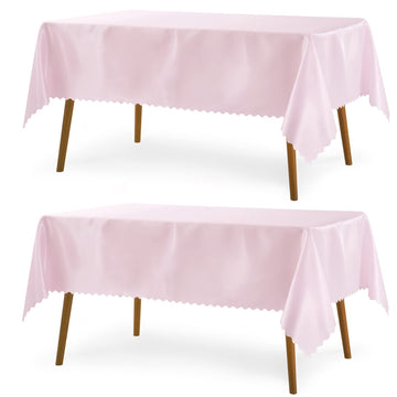 2 Pack Light Pink Satin Tablecloth 60 x 120 Inches Rectangle