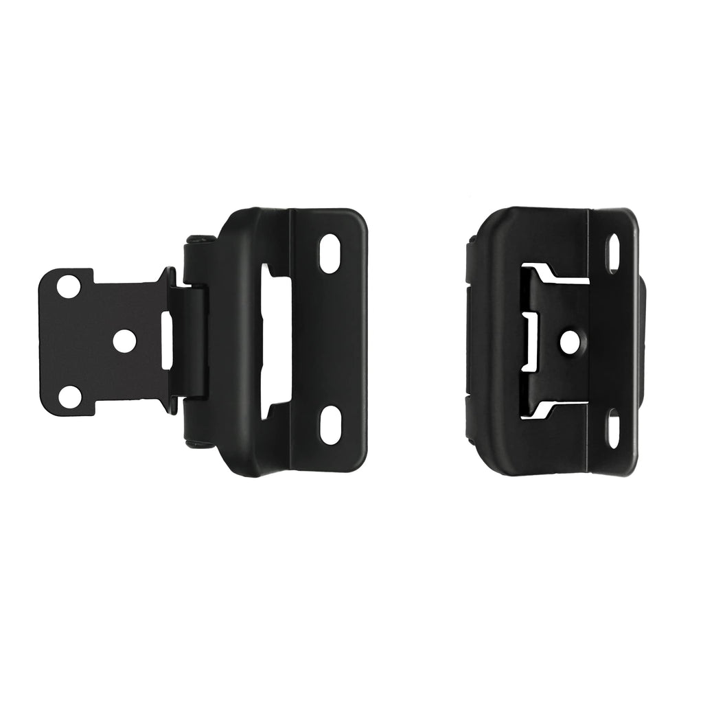 20 Pack (10 Pairs) 1/2 Inch Overlay Semi Partial Wrap Hinges Matte Black