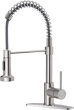 Kitchen Faucet with Pull Down Sprayer Brushed Nickel Stainless Steel 1 Handle Pull Out Spring Sink Faucets 1 Hole Or 3