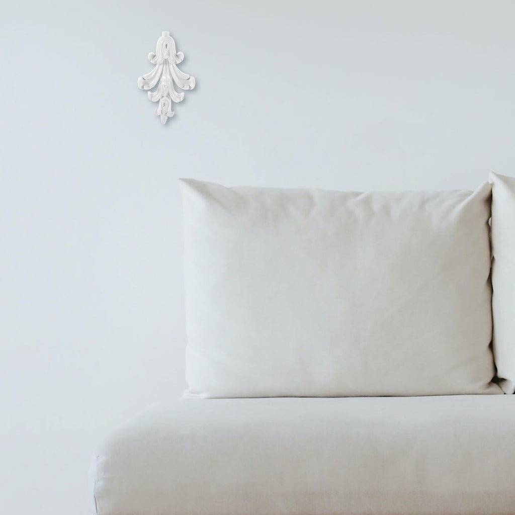 Resin Flower Onlay Wall Decor White Carved Accent