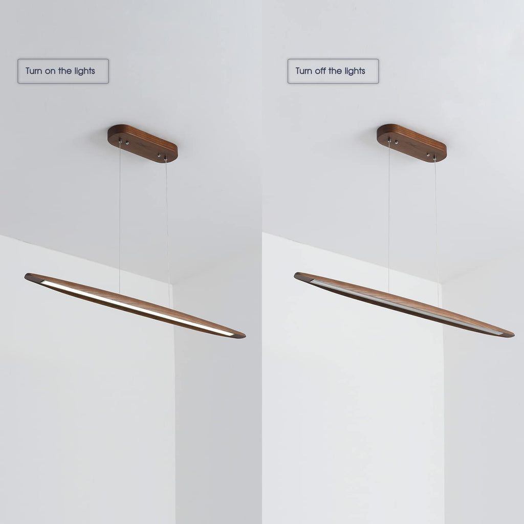 71" Wood Linear Pendant Light Wood Linear Dinning Room Light Island Lights LED Dimmable Chandelier 40w Billiard &