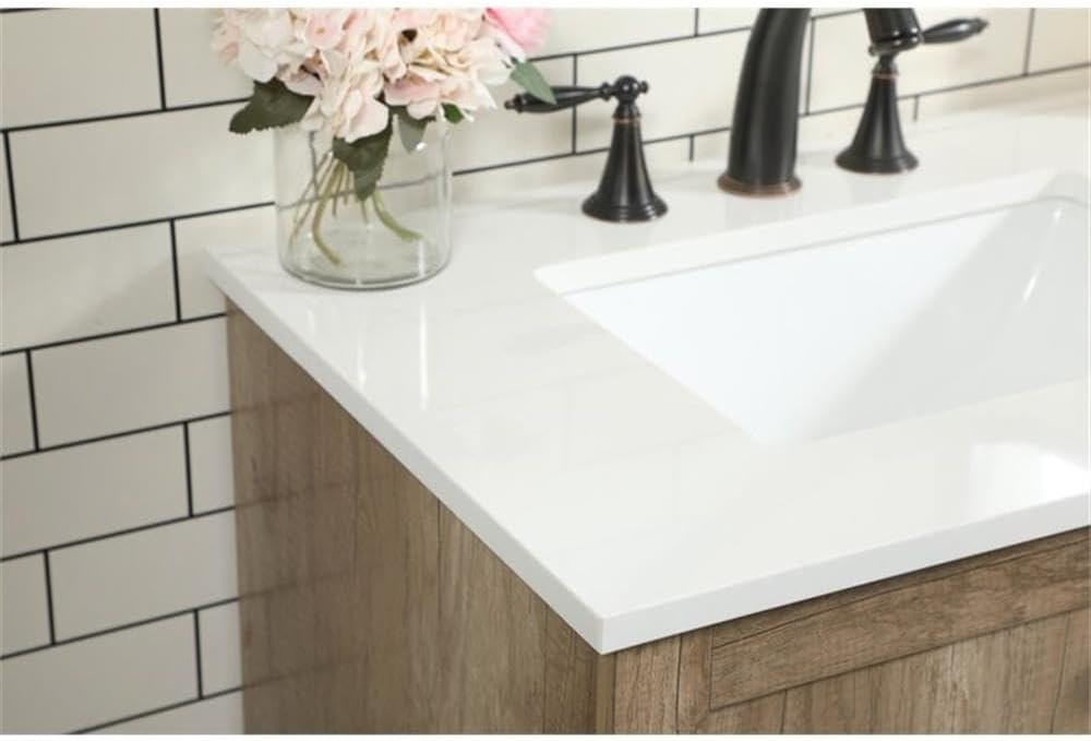 Elegant Decor Soma 42" Aluminum MDF Single Bathroom Vanity in Natural Oak