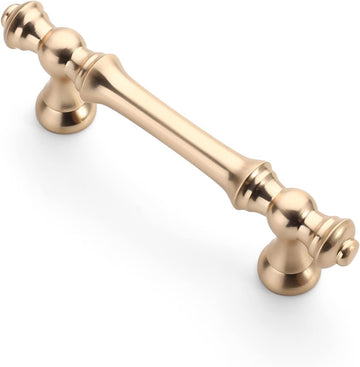 10 Pack 3 Inch(76mm) Brushed Brass Kitchen Cabinet Handles, Gold Cabinet Pulls Kitchen Cabinet Hardware Drawer Pulls