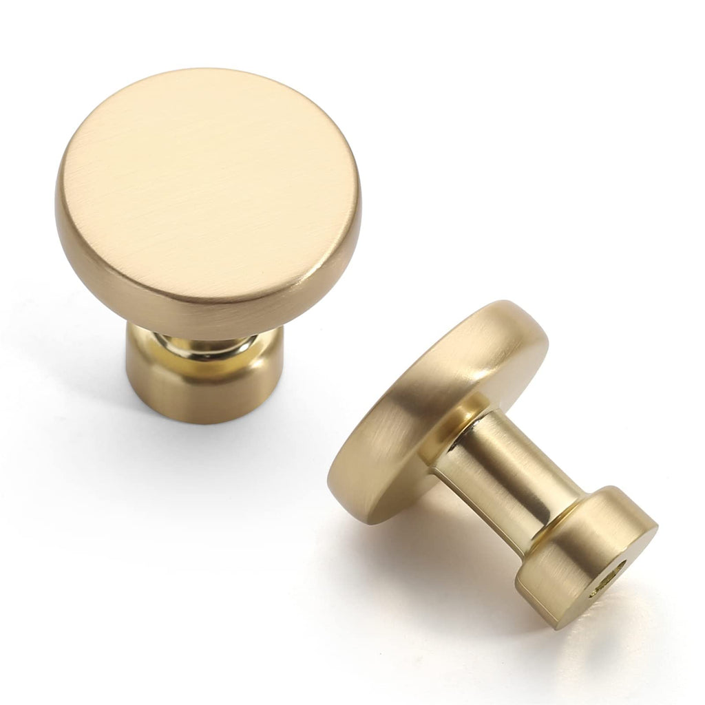 30 Pack Brushed Brass Kitchen Cabinet Knobs Single Hole Cabinet Pulls Round Gold Drawer Knob Dresser Knobs Cabinets