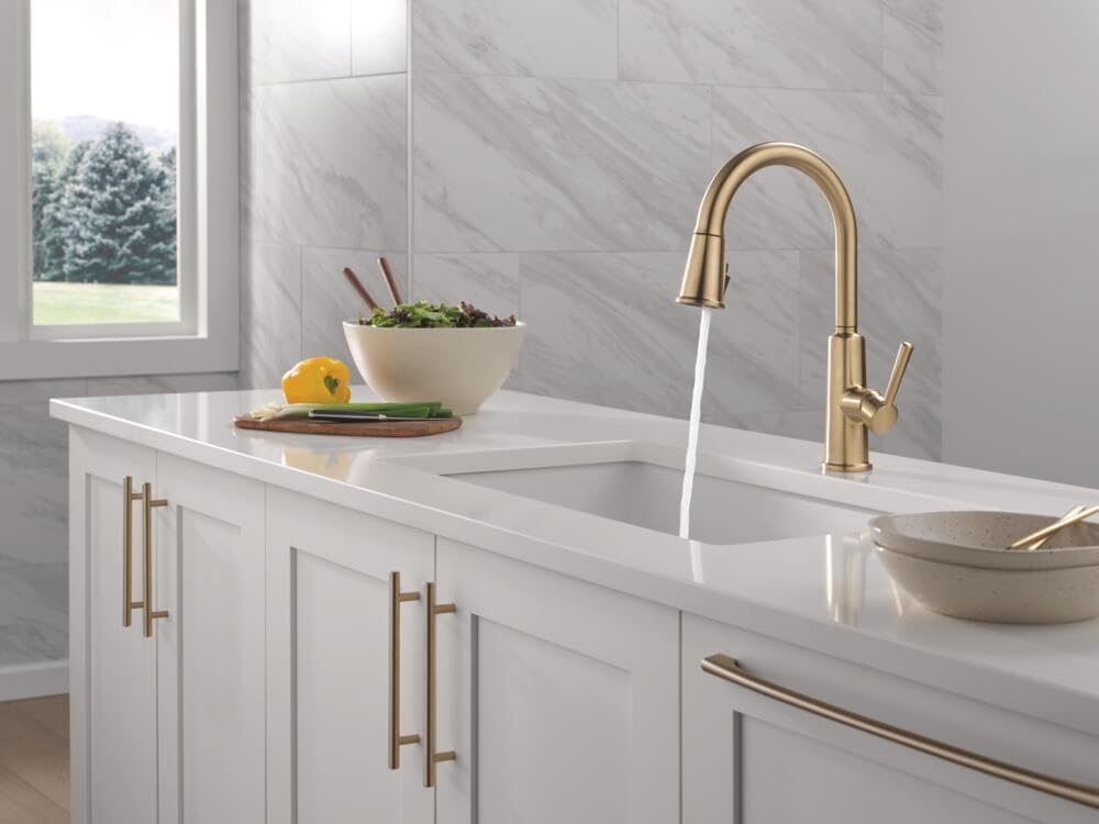 Finnridge Brushed Gold Kitchen Faucet with Pull Down Sprayer, High Pressure ProClean Spray Modern Single Hole Kitchen