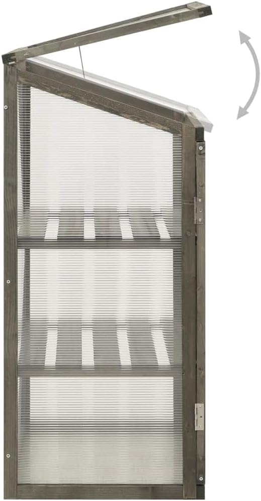 Wooden Greenhouse for Outdoor Gardening, Grey Firwood Cold Frame with Polycarbonate Panels and Adjustable Shelves