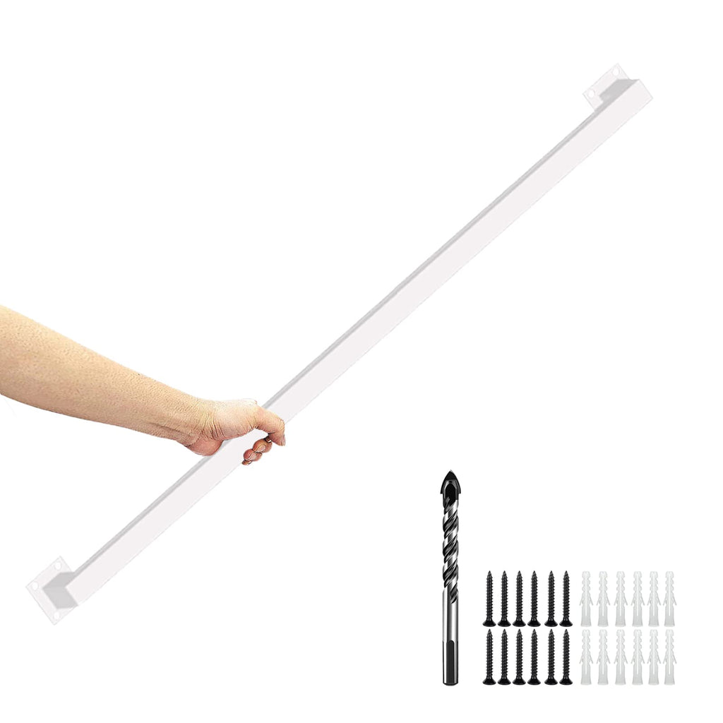 3FT White Iron Hand Railing, Sturdy Safety Staircase Handrails Wall Mount, 500lbs Load Capacity Industrial Iron