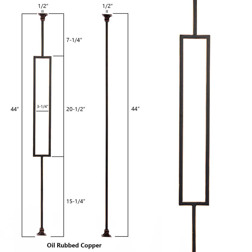 Oil Rubbed Copper Staircase Balusters - 1/2inch x 44inch, Metallic Railing with Distinctive Shine and Textured