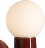 Fondant 11 3/4" Small Mid Century Modern Accent Table Lamp Chocolate Brown Ceramic Single Glass White Shade Living