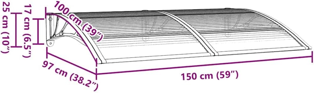 59.1 x 39.4 Inch Front Door Canopy, Outdoor Patio Porch Awning, Weather-Resistant Polycarbonate Shelter for Windows