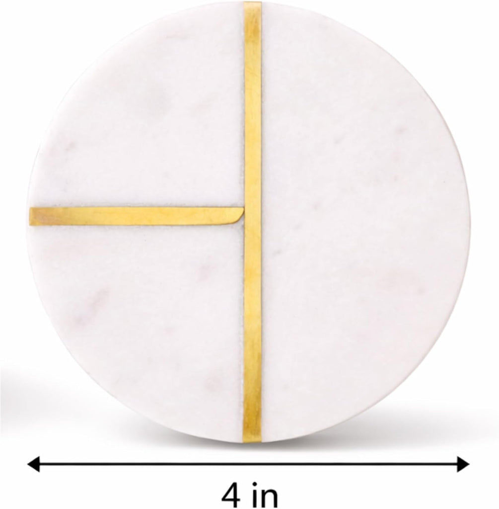 Marble White Coasters, 4" Wide - Set of 4