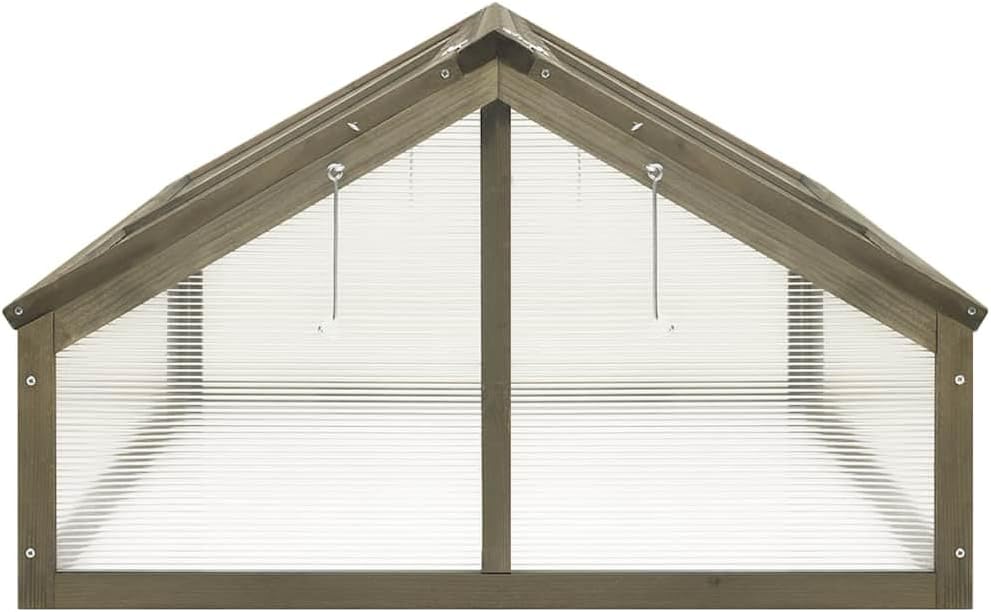 Cold Frame Greenhouse, 44.8"x31.4"x19.6" Gray Wooden Garden Planter Bed with Double Hinged Roofs, Open Bottom Raised