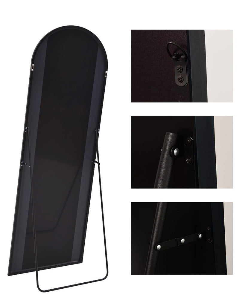 Full Length Floor Mirror, 91x46 Inch Oversized Arched Standing Mirror in Black, Dressing Room - Elegant Freestanding