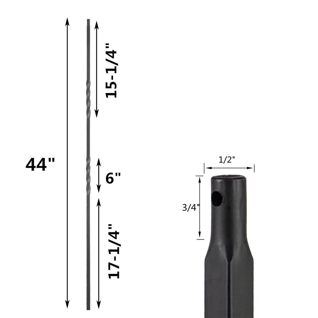 S09 - Wrought Iron Balusters Set of 10 Decorative Metal Balusters for Decks Spiral Stair Railing 1/2-inch Hollow
