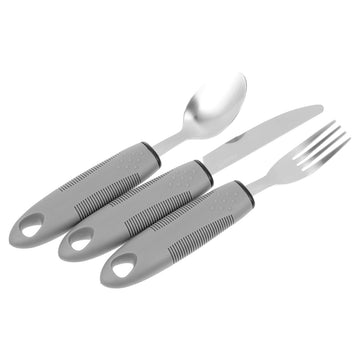 Adaptive Utensils Set for Elderly Anti-Shake Tableware with Wide Handles Fork Spoon Cutter for Hand Tremors Arthritis
