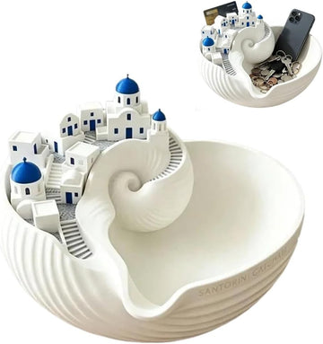 Santorini Catchall Shell Bowl, Catchall Tray for Keys Jewelry Coins Decorative Trinket Dish Greek Island Holder