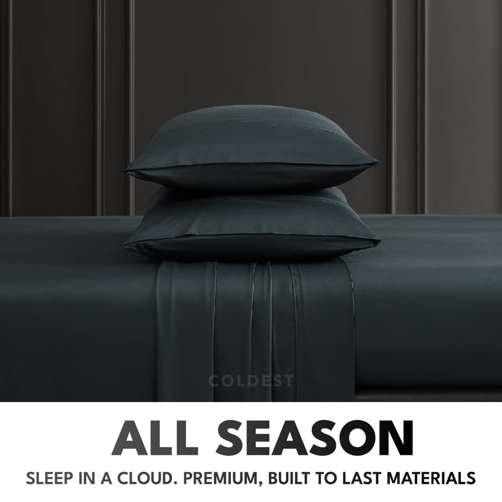 Coldest 100% Organic Viscose Derived from Bamboo Sheets, Luxury Ultra Soft & Cooling, Deep Pocket, Double Stitching