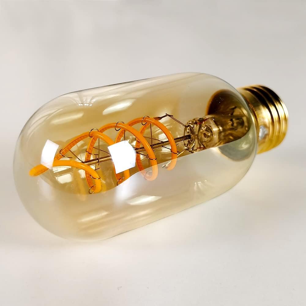 Edison Bulb Led Bulb Vintage 4W Dimmable 110-130V 2000Kelvin Super Yellow Warm Decorative Light Bulb (T45 Spiral