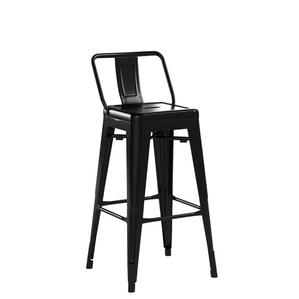30 Inch Stackable Metal Bar Stools Set of 4 with Low Backs, Black