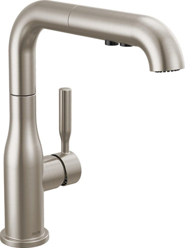 Almari Brushed Nickel Kitchen Faucet with Pull-Out Sprayer, Modern Single Hole Kitchen Sink Faucet, Single Handle