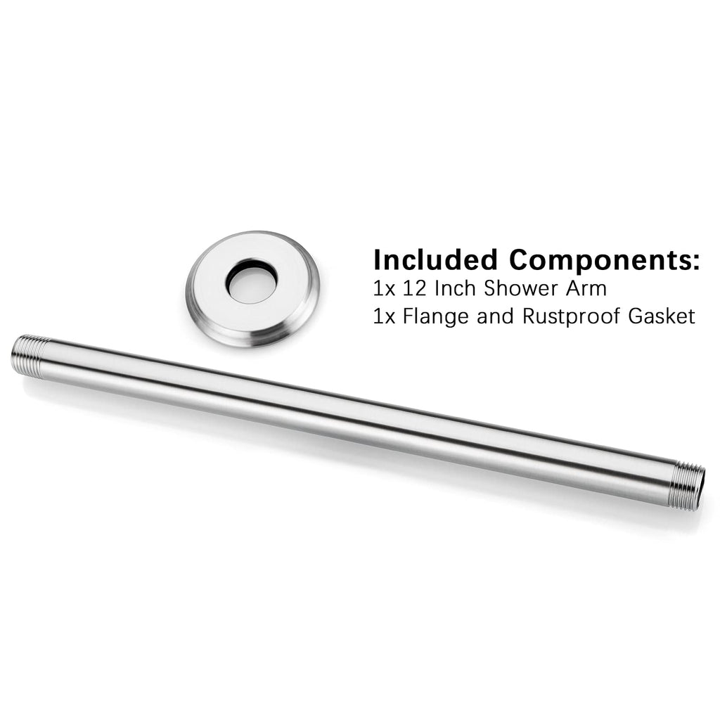 12 Inch Brushed Nickel Ceiling Mount Shower Arm for Rain Shower Head