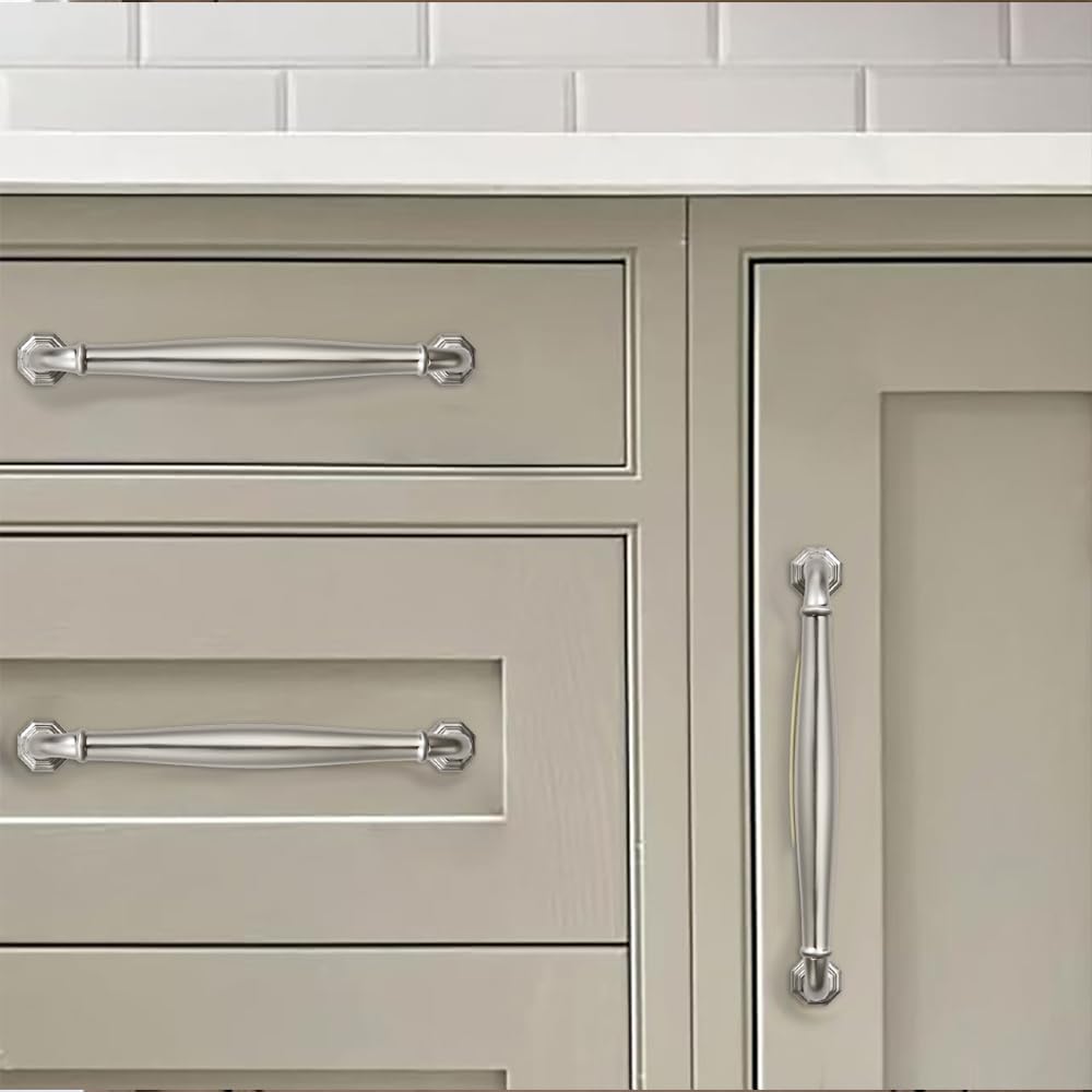 5 Pack 12 Inch(305mm) Brushed Satin Nickel Heavy Duty Solid Cabinet Handles Cabinet Pulls Heavy Duty Solid Cabinet