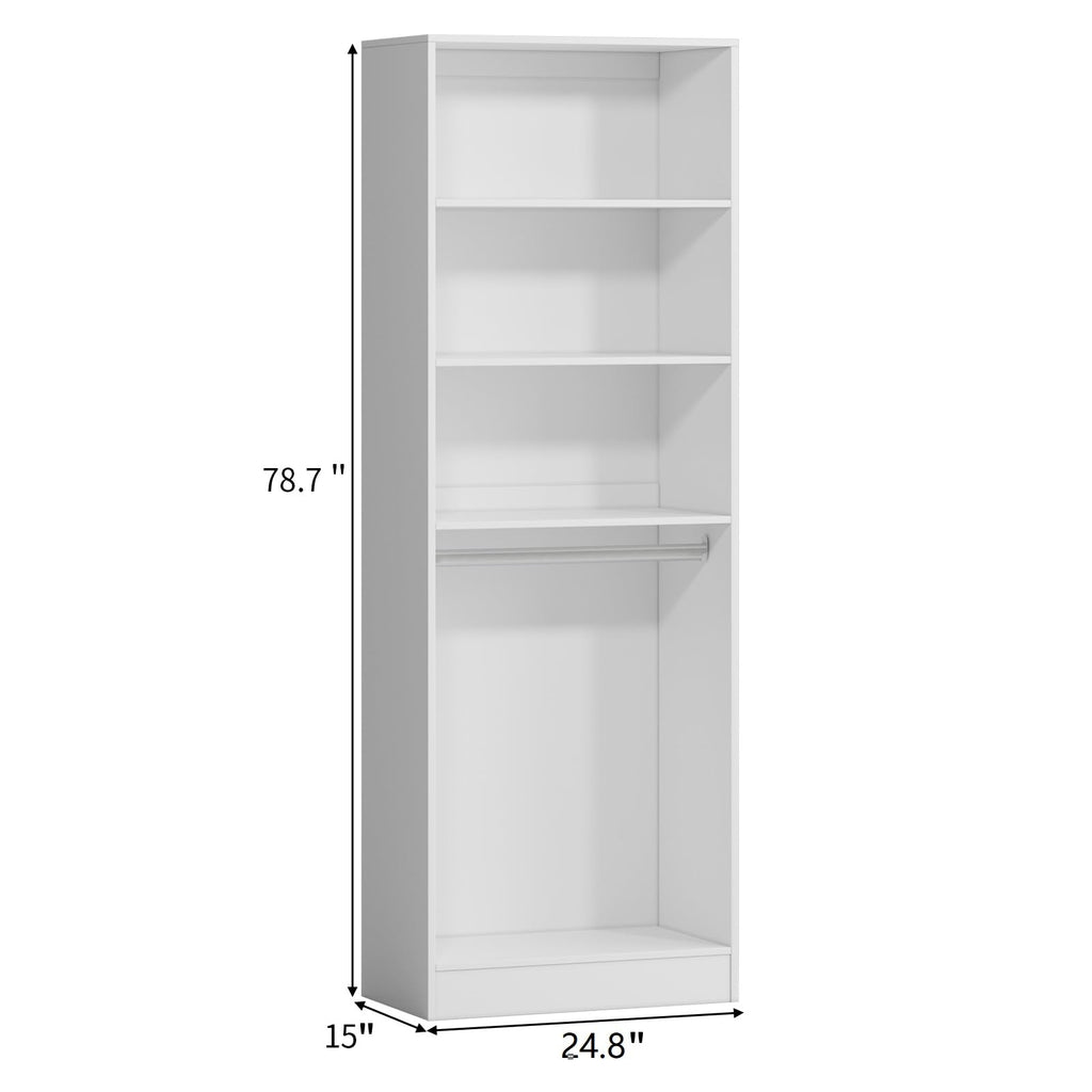 Closet Organizer System with Rod & 3 Shelves, Small Closet Wardrobe