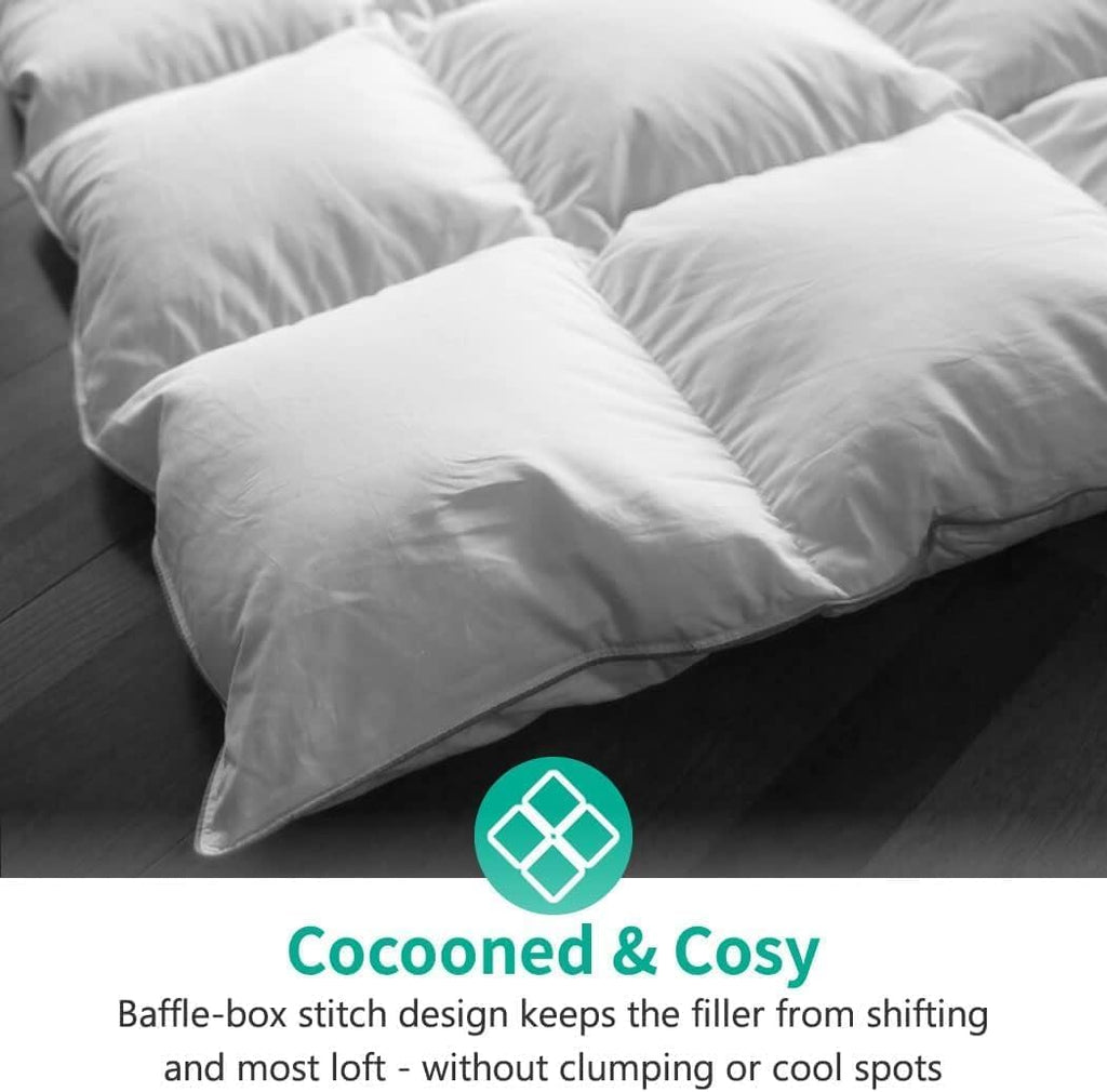 Lightweight All-Season Down Feather Fibers Comforter Queen/Full Duvet Insert for Hot Sleepers/Warm W
